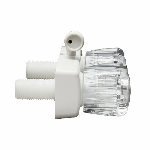 Dura Faucet DF-SA100A1-WT RV Shower Faucet Valve Diverter with 2-Knobs Compatible with Exterior Shower Boxes (White)
