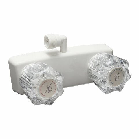Dura Faucet DF-SA100A1-WT RV Shower Faucet Valve Diverter with 2-Knobs Compatible with Exterior Shower Boxes (White)