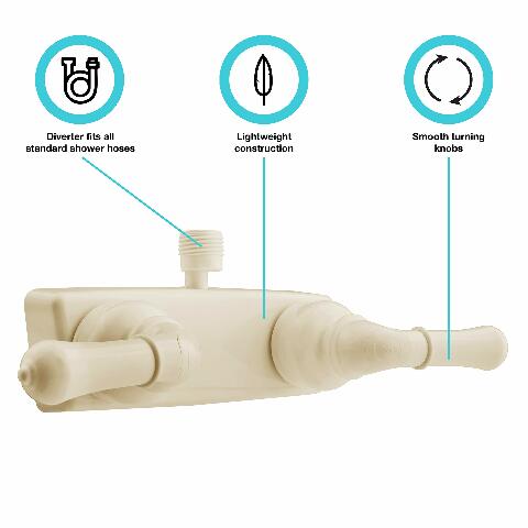 Dura Faucet (DF-SA100C-BQ) RV/Motorhome Shower Faucet Valve Diverter with Easy Turn Handles (Bisque Parchment)