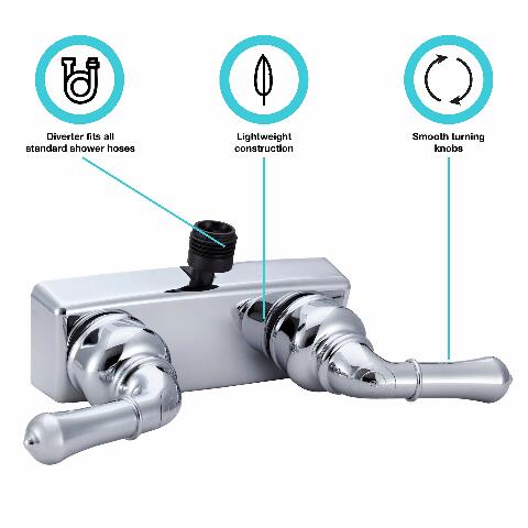 Dura Faucet DF-SA100C-CP RV Shower Faucet Valve Diverter with Classical Handles (Chrome)