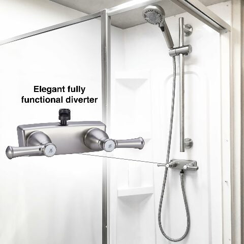 Dura Faucet DF-SA100L-SN RV Shower Faucet Valve Diverter with Hot/Cold Handles (Brushed Satin Nickel)