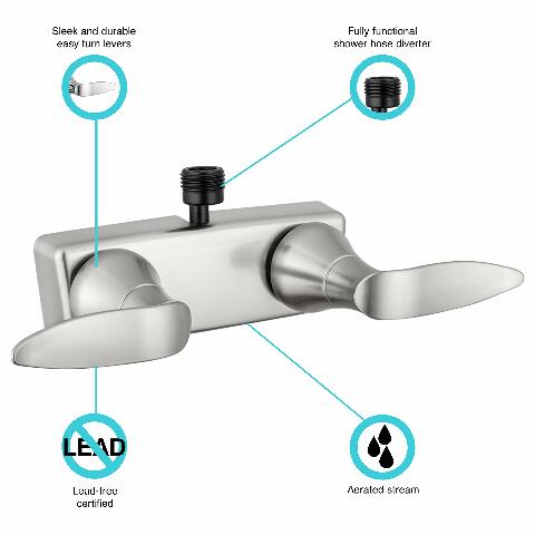 Dura Faucet DF-SA100LH-SN RV Shower Faucet Valve Diverter with Winged Levers (Satin Nickel)