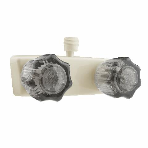 Dura Faucet DF-SA100S-BQ RV/Motorhome/Trailer Shower Faucet Valve Diverter with Smoked Acrylic Knobs (Bisque Parchment)