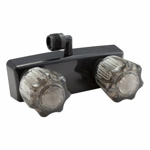 Dura Faucet DF-SA100S1-BK RV Shower Faucet Valve Diverter Compatible with Exterior Shower Boxes with Clear Acrylic 2-Knobs (Black)