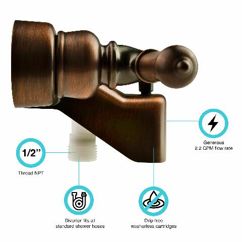 Dura Faucet DF-SA110C-ORB RV Tub & Shower Faucet Valve Diverter with Classical Handles (Bronze Finish)