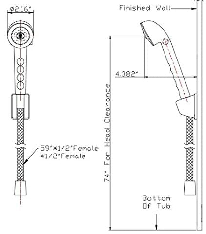 Dura Faucet DF-SA130-WT RV Economical Shower Head and 60-inch Hose Kit - Water-Saving Trickle Switch (White)