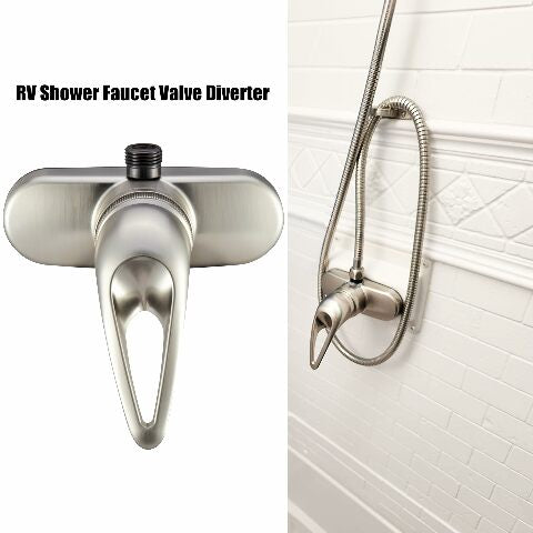 Dura Faucet Single Lever RV Shower Faucet Valve Diverter - Compatible with Recreational Vehicle, Motor Home, Travel Trailer, Camper, Fifth (5th) Wheel, Towable (Brushed Satin Nickel)