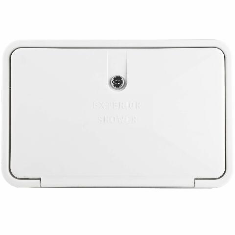 Dura Faucet DF-SA170-WT RV Weatherproof Exterior Shower Box Kit - Lock and Key (White)