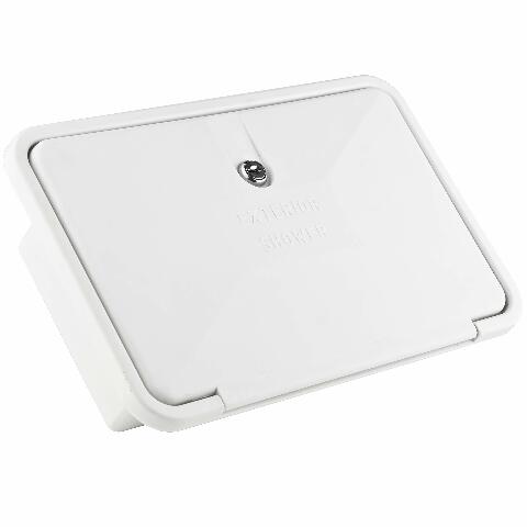 Dura Faucet DF-SA170-WT RV Weatherproof Exterior Shower Box Kit - Lock and Key (White)