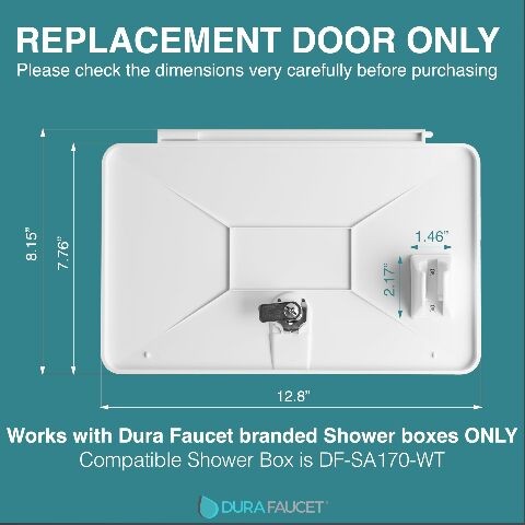 Dura Faucet DF-SA170D-WT RV Durable Replacement Door Compatible with an Exterior Shower Box Kit - Lockable (White)