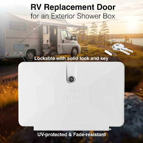 Dura Faucet DF-SA170D-WT RV Durable Replacement Door Compatible with an Exterior Shower Box Kit - Lockable (White)