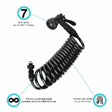 Dura Faucet DF-SA188-BK RV Exterior Quick Connect Detachable Sprayer, Hose, Port, and Utility Spray Dock Kit - Lockable (Black)