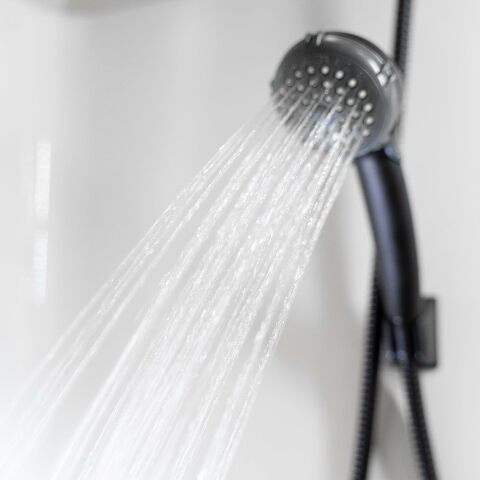 Dura Faucet DF-SA400-WT RV Hand Held Shower Wand - Water-Saving Trickle Switch (White)
