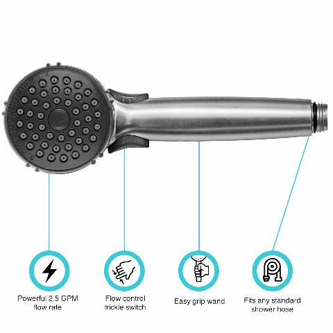 Dura Faucet DF-SA400K-SN RV Hand Held Shower Head - Stainless Steel Hose Kit (Brushed Satin Nickel)