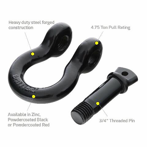 Smittybilt 13047 D-Ring Shackle 3/4" Threaded Pin 4.75 Ton Rating Zinc