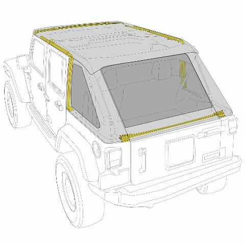 Smittybilt 9083135K Black Diamond Bowless Combo Top w/Tinted Windows 4 Door