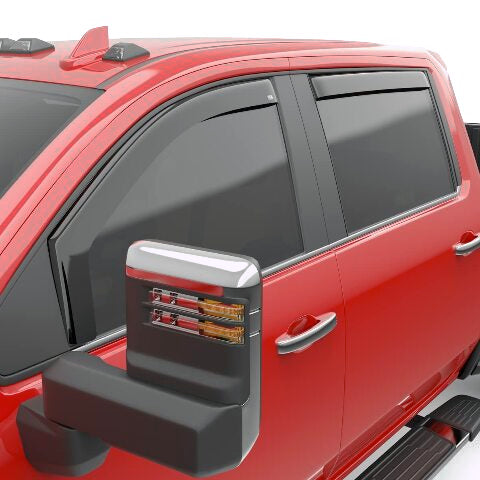 EGR 571651 in-channel window visors front and rear set dark smoke compatible with select Chevrolet Silverado and GMC Sierra models