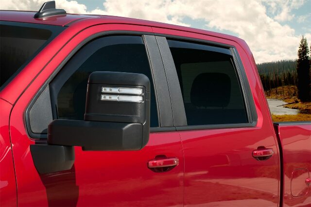 EGR 571655 In-channel Window Visors Front and Rear Set, Matte Black Finish, Compatible with Chevrolet, GMC Silverado HD, Sierra HD Crew Cab Models