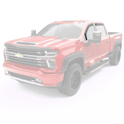 EGR 571655 In-channel Window Visors Front and Rear Set, Matte Black Finish, Compatible with Chevrolet, GMC Silverado HD, Sierra HD Crew Cab Models