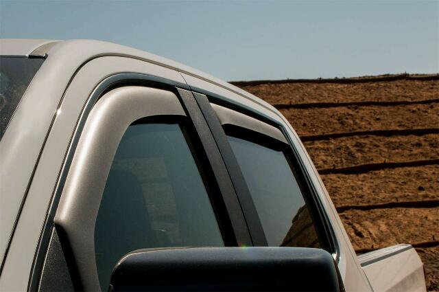 EGR 571695 In-channel Window Visors Front and Rear Set, Matte Black Finish, Compatible with Chevrolet, GMC Silverado, Sierra Crew Cab Models
