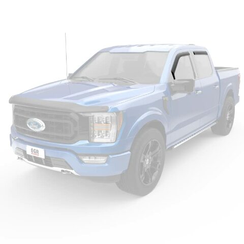EGR 573491 in channel window visors front and rear set dark smoke finish Compatible with select Ford models
