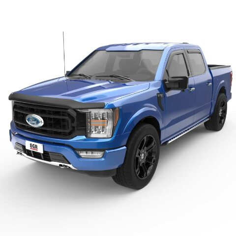 EGR 573491 in channel window visors front and rear set dark smoke finish Compatible with select Ford models