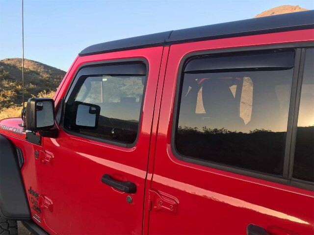 EGR 575251 in-channel window visors front and rear set, dark smoke finish, compatible with select Jeep models