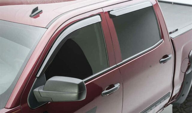 EGR 641771 Window Visors Full Set Truck Accessory with Smooth Smoke Finish, Compatible Compatible with Select  to  Chevrolet Silverado HD Models 2018