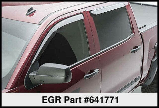 EGR 641771 Window Visors Full Set Truck Accessory with Smooth Smoke Finish, Compatible Compatible with Select  to  Chevrolet Silverado HD Models 2018