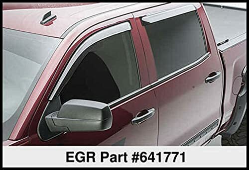 EGR 641771 Window Visors Full Set Truck Accessory with Smooth Smoke Finish, Compatible Compatible with Select  to  Chevrolet Silverado HD Models 2018