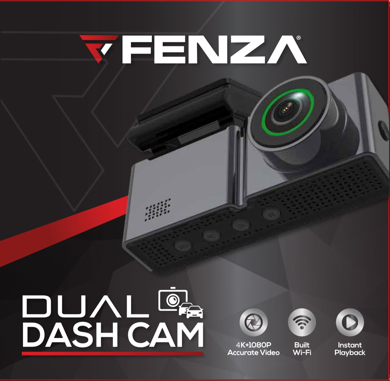 FENZA Dual Dash Cam Front View with 4K Wide Lens
