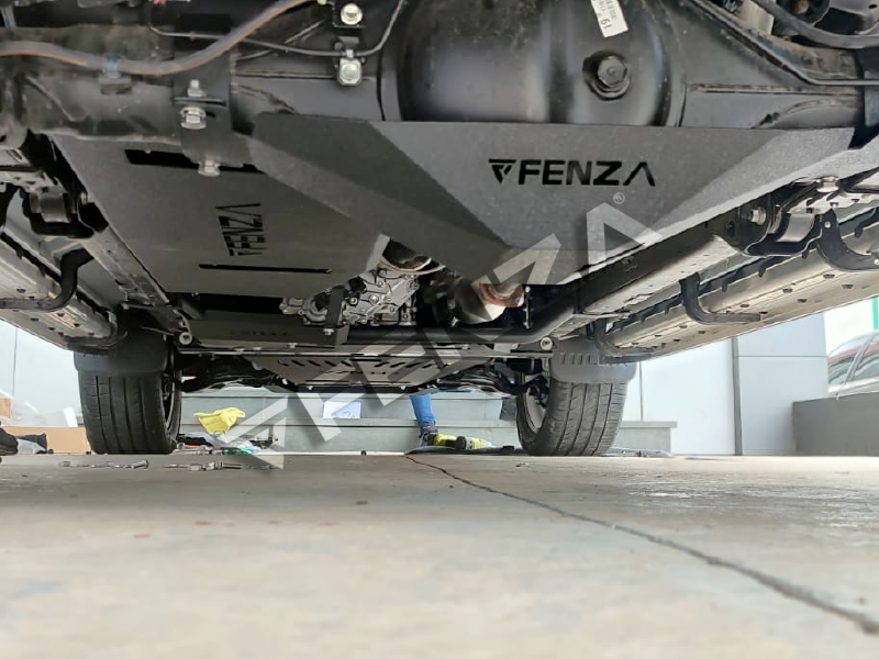 Fenza steel skid bash plates installed on Toyota Hilux 2016–2025