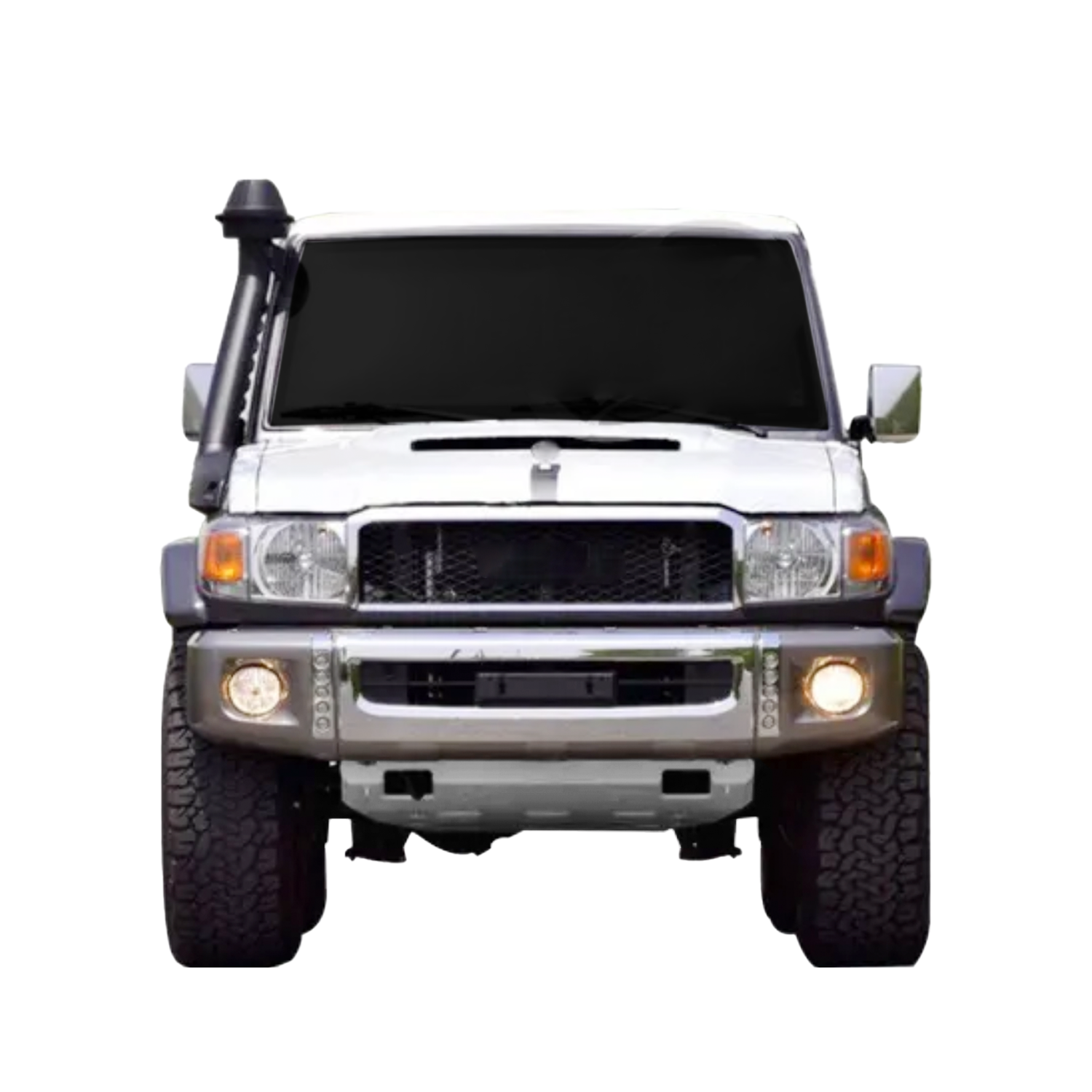Underside view of Fenza front skid plate on Land Cruiser 70 Series Pickup