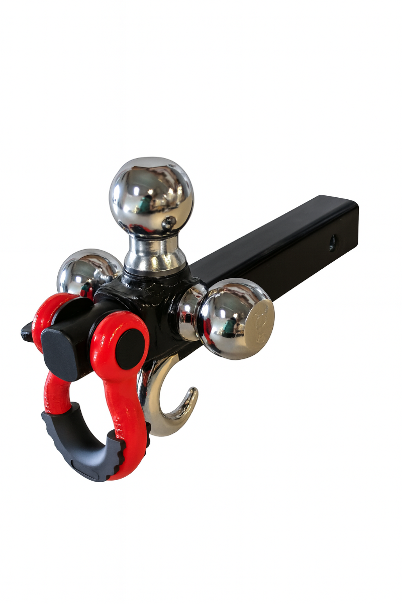 FENZA Heavy-Duty 3-Ball Towing Hitch with Tow Hook & D-Ring Shackle – Fits 2" Receivers