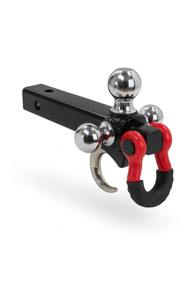 FENZA Heavy-Duty 3-Ball Towing Hitch with Tow Hook & D-Ring Shackle – Fits 2" Receivers
