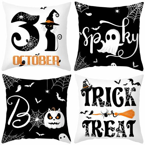 Fenza 4 Piece Set Halloween Throw Pillow For Family Room And Living Room Terrace Home Decor Made Of Durable Polyester Halloween Theme
