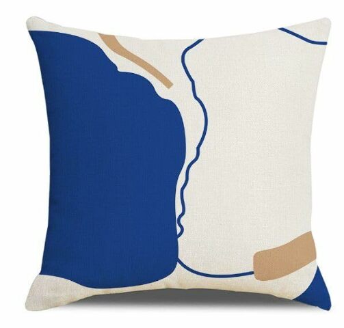 Fenza Custom Throw Pillow Cover For Family, Linen Double Side Pattern, 2 Piece Set 18X18 Inches, Inserts Are Not Included Or Sold Separately (Blue Face)