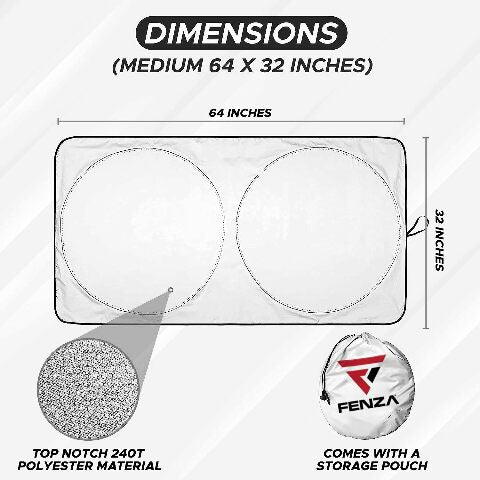 Fenza Car Accessories: Windshield Sun Shade - Car Accessories For Interior, Reflective Sunshade Offers Ultimate Protection For Car, Suvs, Trucks Interior - Car Sun Shade Windshield Blocker