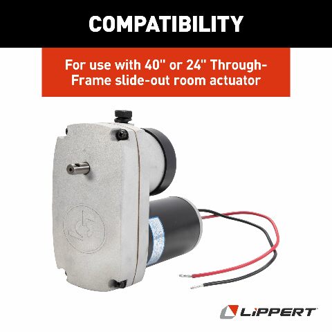 Lippert 12-Volt DC Replacement 18:1 Tuson Through-Frame Slide-Out Motor Assembly without Actuator, 30 Amps, 9,000 RPM - 125802