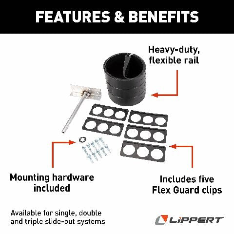Lippert Flex Guard Triple RV Slide-Out Protection Kit with Hardware, Compatible with Any System with 1/4" Steel Rod or Swing Arm, 50-1/2" x 3-1/4" - 1346291