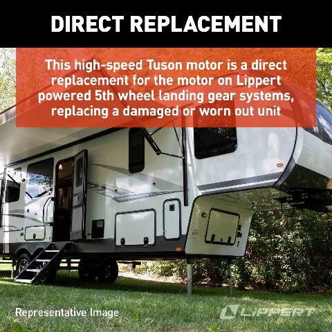 Lippert Tuson High-Speed Electric 5th Wheel Landing Gear Motor Replacement, 5,000 lbs. Extend & Retract Legs, Easy Installation, No Assembly Required - 141893