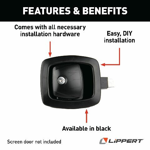 Lippert Replacement Slam Latch Baggage Door Handle with Hardware, Easy DIY Installation for 5th Wheel RVs, Travel Trailers and Motorhomes - 227214