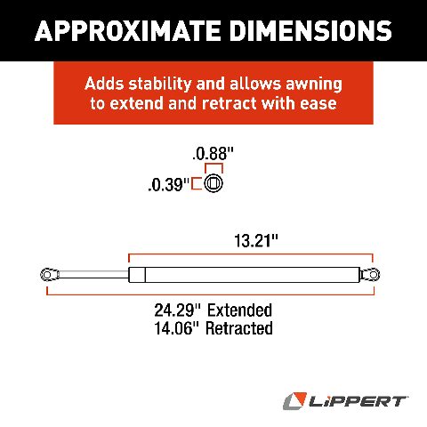 Lippert Components 260282 Gas Strut for Pitched Awning Arms, 24" - Black