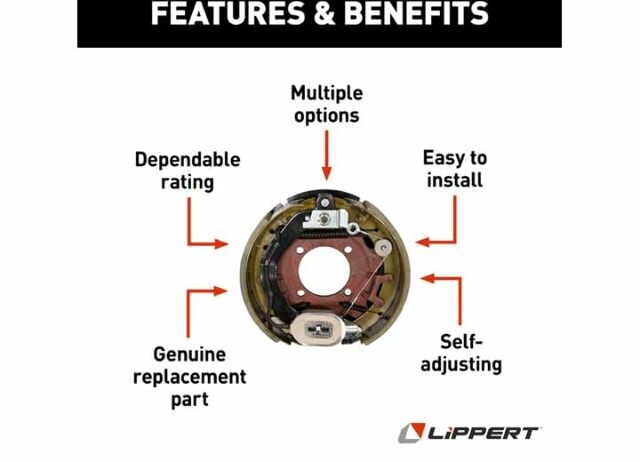 Lippert 298277: 12.25" X 3.38" Lh Electric Brake Assembly, 4-Bolt; 8000# Axle