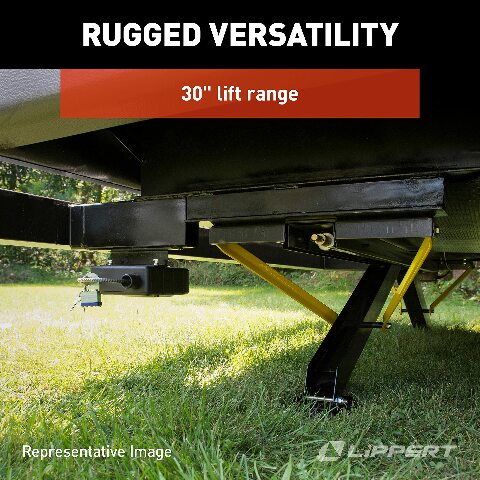 Lippert PSX1 High-Speed RV Power Stabilizer Jack System, Black Waterproof Switch Kit, Automatic Adjustment, Heavy-Gauge Powder-Coated Steel Frame, Up to 30" Extension - 298707