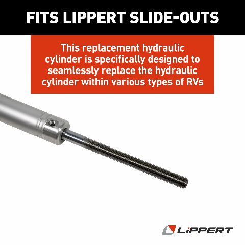 Lippert 53" Hydraulic Cylinder Replacement with 38" Stroke, 1-1/2" Bore, 3/4"-10 Thread Compatible with 5th Wheel RV, Travel Trailer, Motorhome Slide-Outs - 342328, Silver