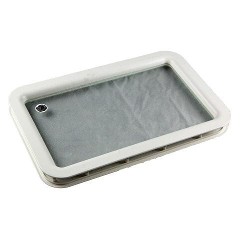 Lippert Components Replacement Inner & Outer Radius RV Entry Door Window Frame, White, with Seal and Glass Compatible with 5th Wheel RVs, Travel Trailers and Motorhomes, Obscure Pane, High-Impact Polystyrene - 363369