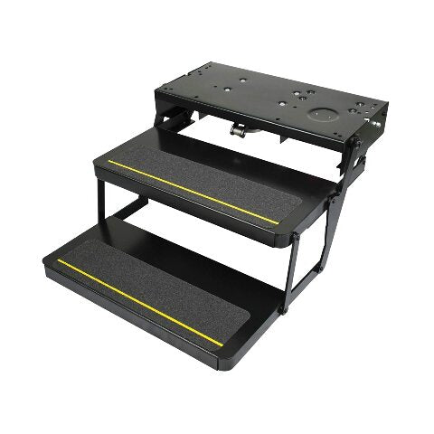 Kwikee 34 Series Electric Step Assembly, Logic Control Unit, Power Switch Kit Compatible with RV, Travel Trailers, Hidden Light, 8.5" Step Rise, Anti-Slip Surface, 12V DC Motor, Steel Construction - 3722862