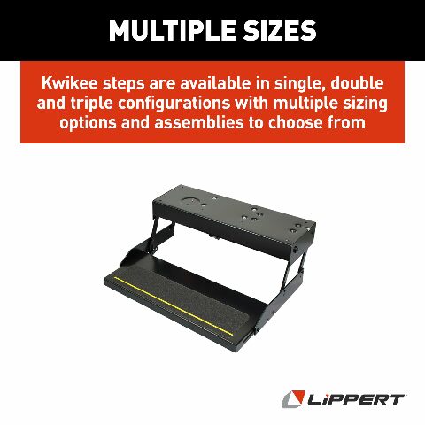 Kwikee 39 Series Electric Step Assembly, Logic Control Unit, Power Switch Kit Compatible with RV, Travel Trailers, Hidden Light, 8.5" Step Rise, Anti-Slip Surface, 12V DC Motor, Steel Construction - 3724742