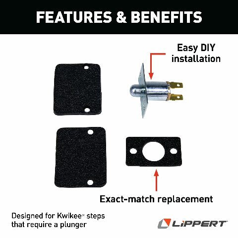 Lippert Components Kwikee Electric Step Replacement Plate Plunger Door Switch Compatible with 5th Wheel RVs, Travel Trailers and Motorhomes